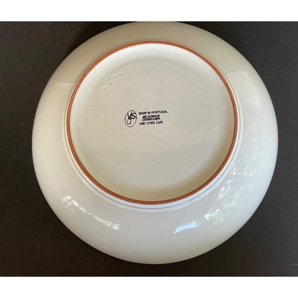 Val Do Sol Large White Serving Bowl 11.5" Terra Cotta Rim Handmade Portugal - Picture 7 of 7